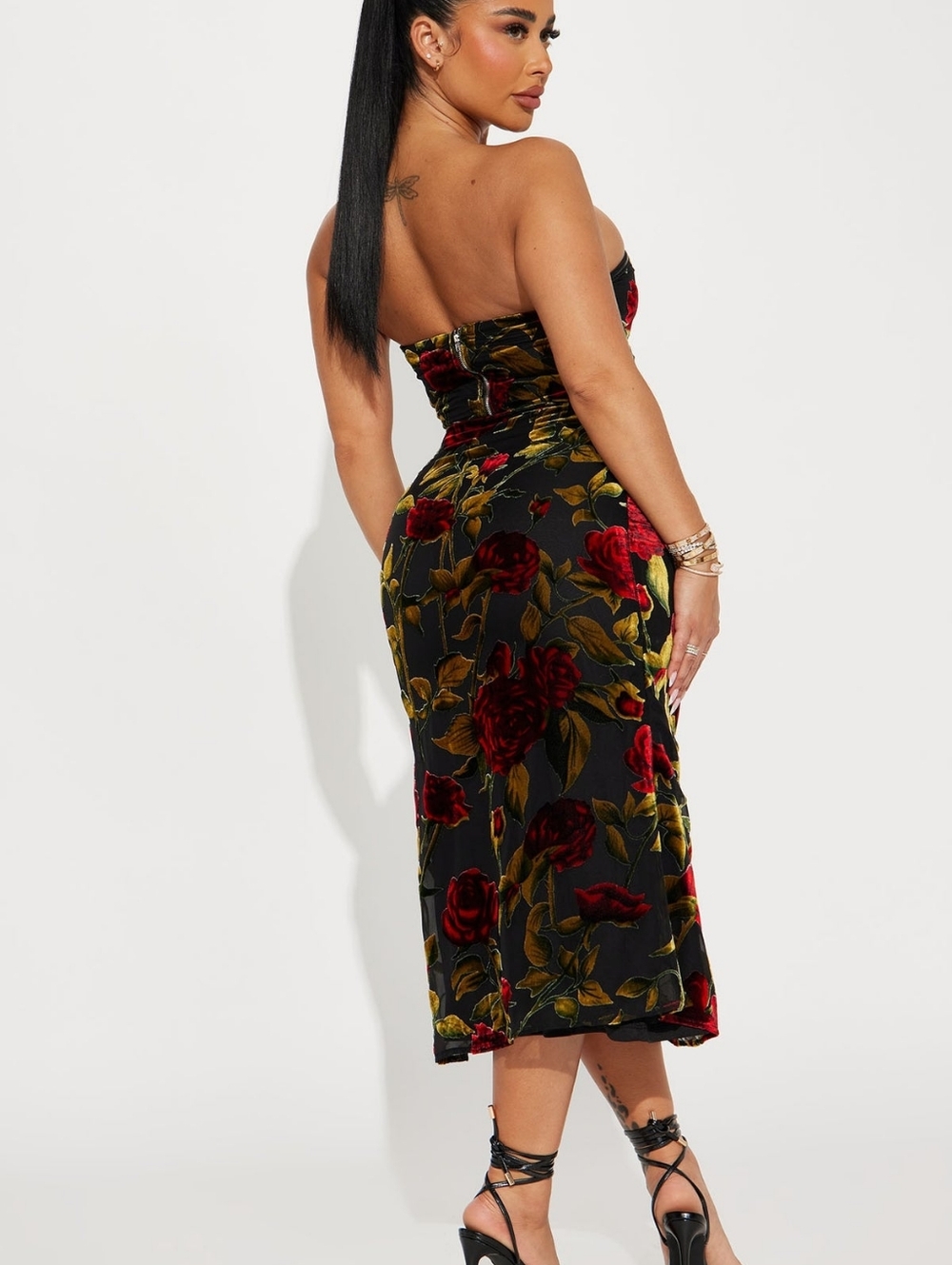 Fashion Nova Floral Velvet Midi Skirt Set - Picture 5 of 8